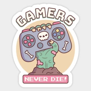Funny Gamers Never Die, Zombie Hand With Game Controller Sticker